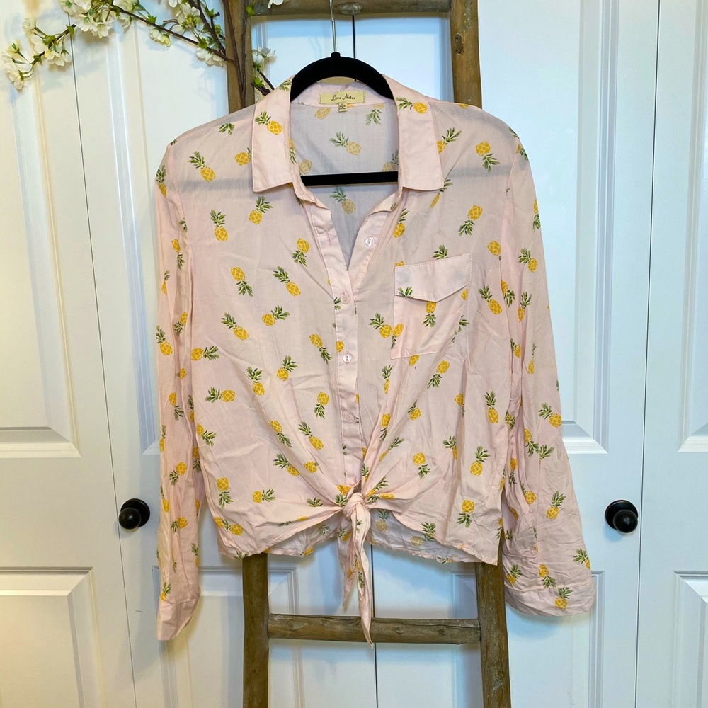Anthropologie Love Notes pineapple shirt
